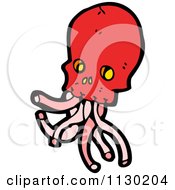 Cartoon Of A Red Skull With Tentacles 3 Royalty Free Vector Clipart