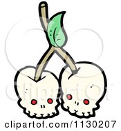 Cartoon Of A Skull Cherries 1 Royalty Free Vector Clipart by lineartestpilot