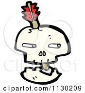 Cartoon Of A Skull With An Arrow 5 Royalty Free Vector Clipart by lineartestpilot