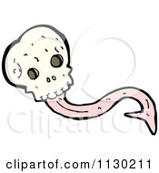 Cartoon Of A Skull With A Forked Tongue Royalty Free Vector Clipart by lineartestpilot