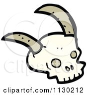 Cartoon Of A Horned Skull Royalty Free Vector Clipart