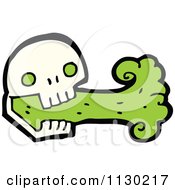 Cartoon Of A Skull Spurting Green Goo 2 Royalty Free Vector Clipart by lineartestpilot