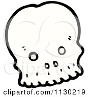 Cartoon Of A White Alien Skull Royalty Free Vector Clipart by lineartestpilot