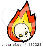 Cartoon Of A Human Skull With Flames 1 Royalty Free Vector Clipart