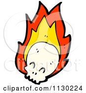 Cartoon Of A Human Skull With Flames 2 Royalty Free Vector Clipart