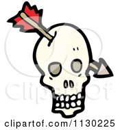 Cartoon Of A Skull With An Arrow 1 Royalty Free Vector Clipart by lineartestpilot