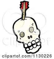 Cartoon Of A Skull With An Arrow 2 Royalty Free Vector Clipart by lineartestpilot