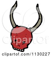 Cartoon Of A Red Skull With Horns Royalty Free Vector Clipart