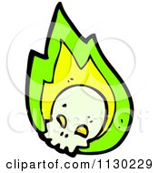 Human Skull With Green Flames 2