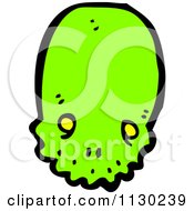 Cartoon Of A Green Alien Skull 6 Royalty Free Vector Clipart by lineartestpilot