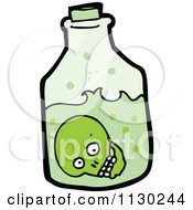 Cartoon Of A Green Skull In A Bottle Royalty Free Vector Clipart