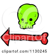 Poster, Art Print Of Green Skull Over A Red Arrow