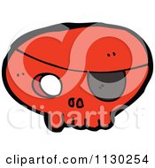 Cartoon Of A Red Pirate Skull With An Eye Patch 2 Royalty Free Vector Clipart
