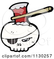 Cartoon Of A Pirate Skull With An Axe Royalty Free Vector Clipart by lineartestpilot