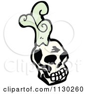 Cartoon Of A Skull With Green Smoke Royalty Free Vector Clipart