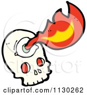 Cartoon Of A Human Skull With Flames 3 Royalty Free Vector Clipart by lineartestpilot