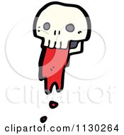 Cartoon Of A Skull Spurting Blood 3 Royalty Free Vector Clipart by lineartestpilot