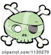 Cartoon Of A Green Pirate Skull And Crossbones 1 Royalty Free Vector Clipart