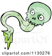 Cartoon Of A Green Skull With Slime 1 Royalty Free Vector Clipart