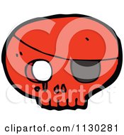 Cartoon Of A Red Pirate Skull With An Eye Patch 3 Royalty Free Vector Clipart