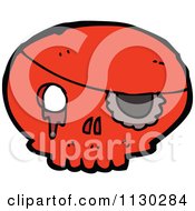 Cartoon Of A Red Pirate Skull With An Eye Patch 1 Royalty Free Vector Clipart by lineartestpilot