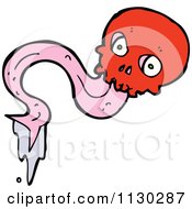Cartoon Of A Red Skull With A Tongue 6 Royalty Free Vector Clipart