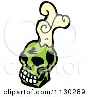 Cartoon Of A Green Skull 1 Royalty Free Vector Clipart