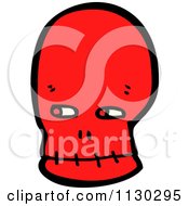 Cartoon Of A Red Skull 8 Royalty Free Vector Clipart