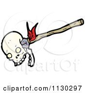 Cartoon Of A Skull With An Arrow 3 Royalty Free Vector Clipart by lineartestpilot