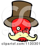 Poster, Art Print Of Red Skull With A Mustache And Top Hat 4
