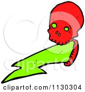 Cartoon Of A Red Skull With Electrical Bolts 3 Royalty Free Vector Clipart by lineartestpilot