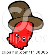 Cartoon Of A Red Skull With A Top Hat 1 Royalty Free Vector Clipart