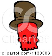 Cartoon Of A Red Skull With A Top Hat 2 Royalty Free Vector Clipart
