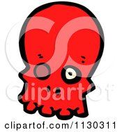 Cartoon Of A Red Skull 3 Royalty Free Vector Clipart
