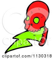 Cartoon Of A Red Skull With Electrical Bolts 1 Royalty Free Vector Clipart by lineartestpilot