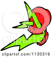Cartoon Of A Red Skull With Electrical Bolts 2 Royalty Free Vector Clipart