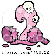Cartoon Of A Broken Bottle With A Splash And Skulls Royalty Free Vector Clipart by lineartestpilot