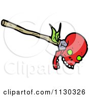 Cartoon Of A Red Skull On A Stick 1 Royalty Free Vector Clipart