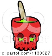 Cartoon Of A Red Skull Cauldron Royalty Free Vector Clipart by lineartestpilot