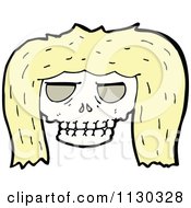 Cartoon Of A Skull With A Blond Wig Royalty Free Vector Clipart by lineartestpilot