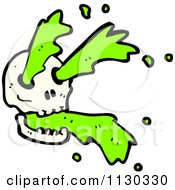 Cartoon Of A Skull Spurting Green Goo 1 Royalty Free Vector Clipart by lineartestpilot