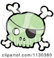 Poster, Art Print Of Green Pirate Skull And Crossbones 2