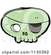 Cartoon Of A Green Pirate Skull 2 Royalty Free Vector Clipart