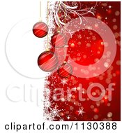 Poster, Art Print Of Red And White Christmas Bauble Grunge Bokeh And Snowflake Background
