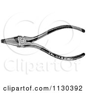 Clipart Of A Retro Vintage Black And White Pair Of Pliers Royalty Free Vector Illustration