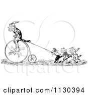 Retro Vintage Black And White Performing Cats With A Penny Farthing