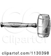 Clipart Of A Retro Vintage Black And White Mallet Royalty Free Vector Illustration