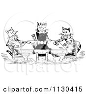 Poster, Art Print Of Retro Vintage Black And White Cats Playing Cards