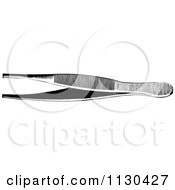 Clipart Of A Retro Vintage Black And White Pair Of Tweezers 1 Royalty Free Vector Illustration
