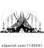 Clipart Of A Retro Vintage Black And White Princess And Candles Royalty Free Vector Illustration